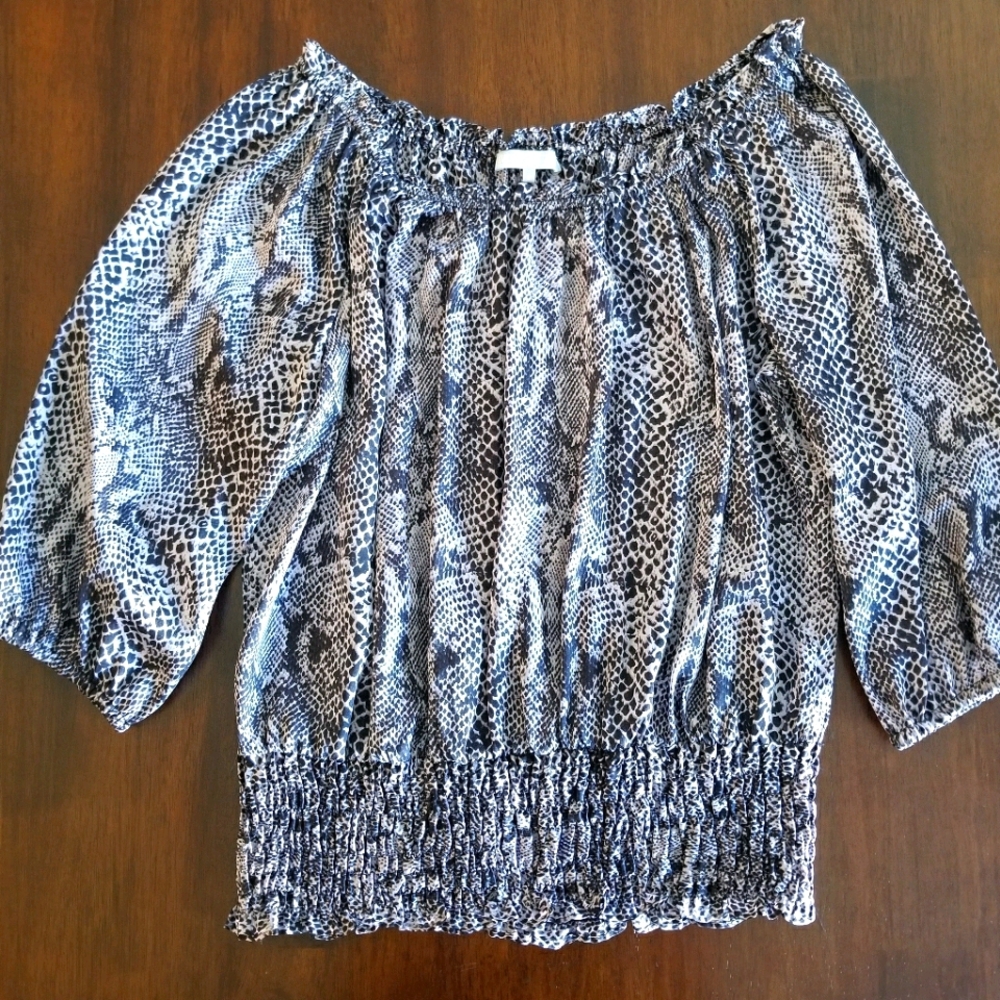 Snake / Reptile Print Peasant Blouse Top Small